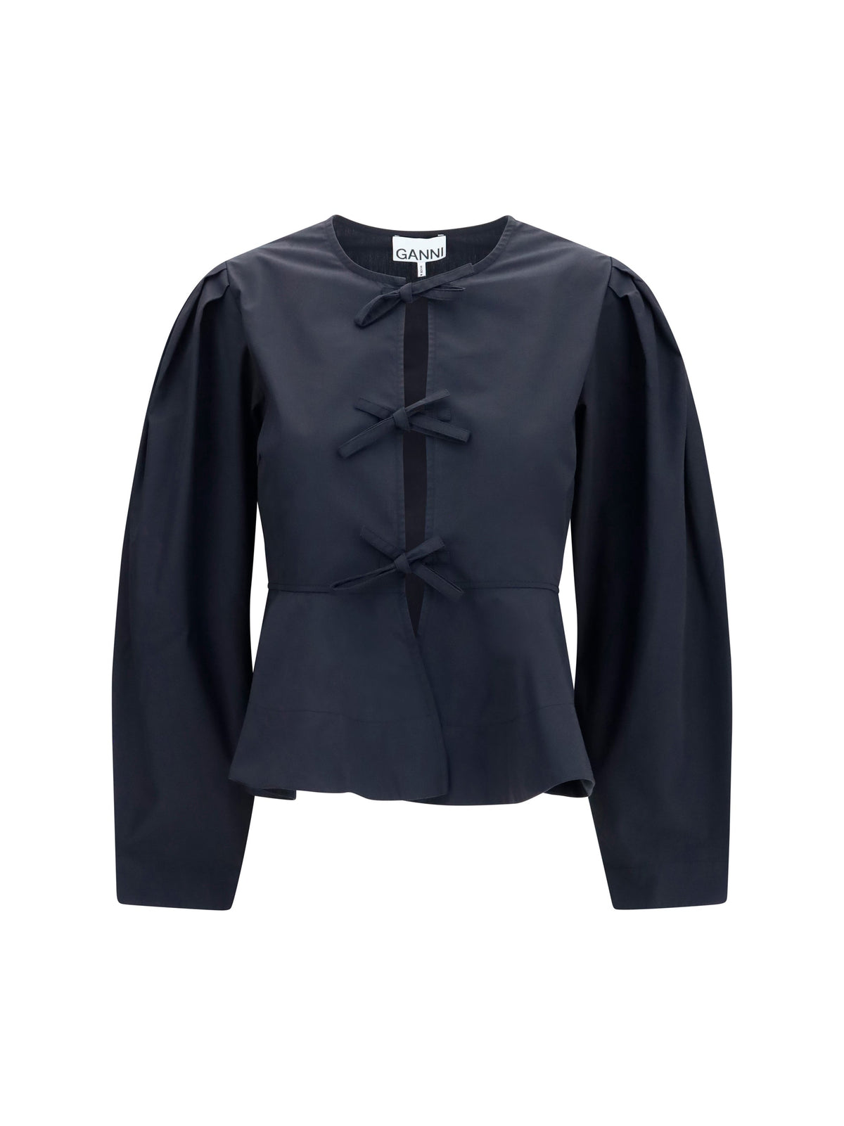 Ganni Women Cotton Poplin Blouse With Bows