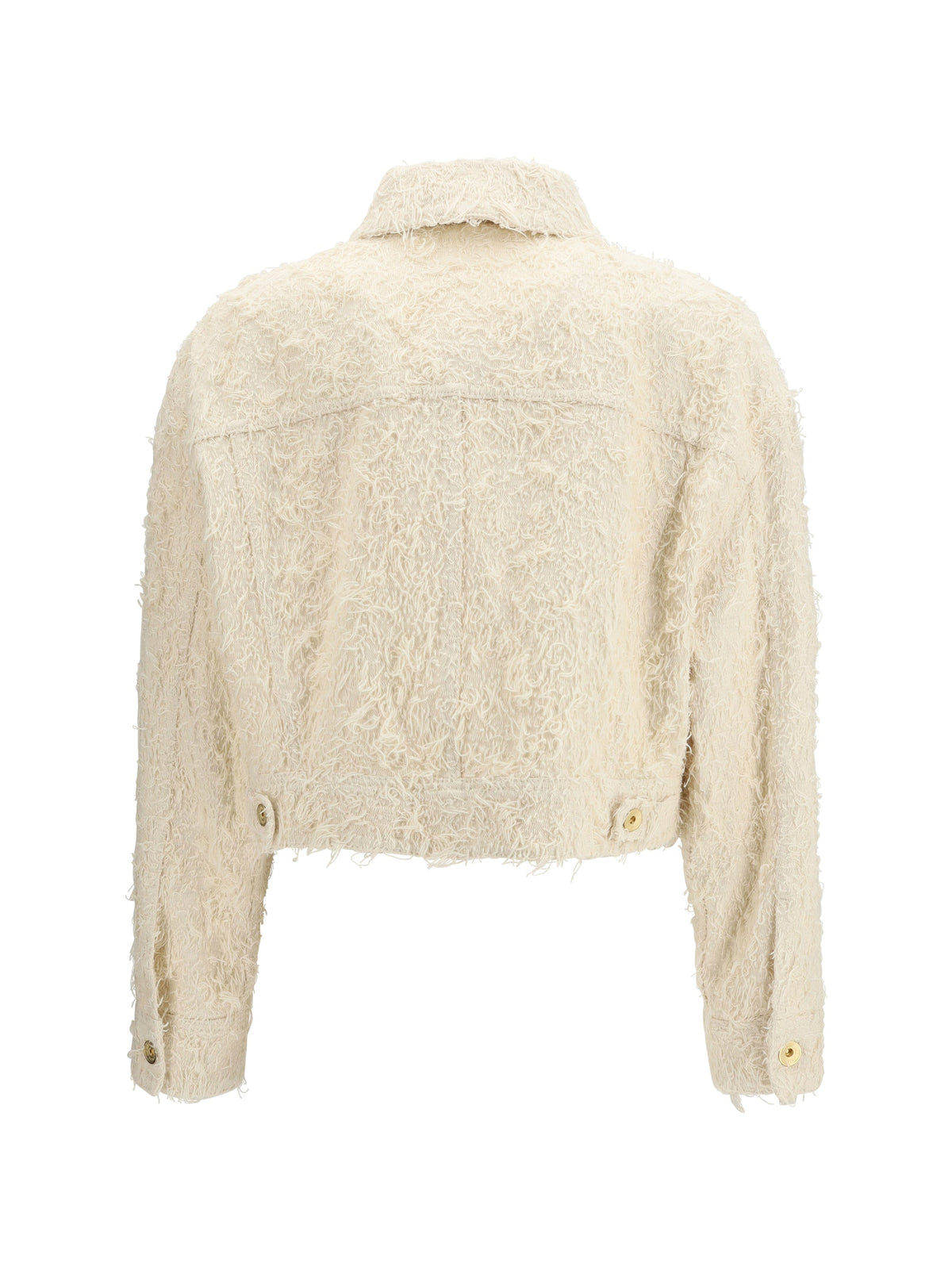 Brunello Cucinelli Women Fuzzy Dyed Denim Outerwear Jacket With Monili