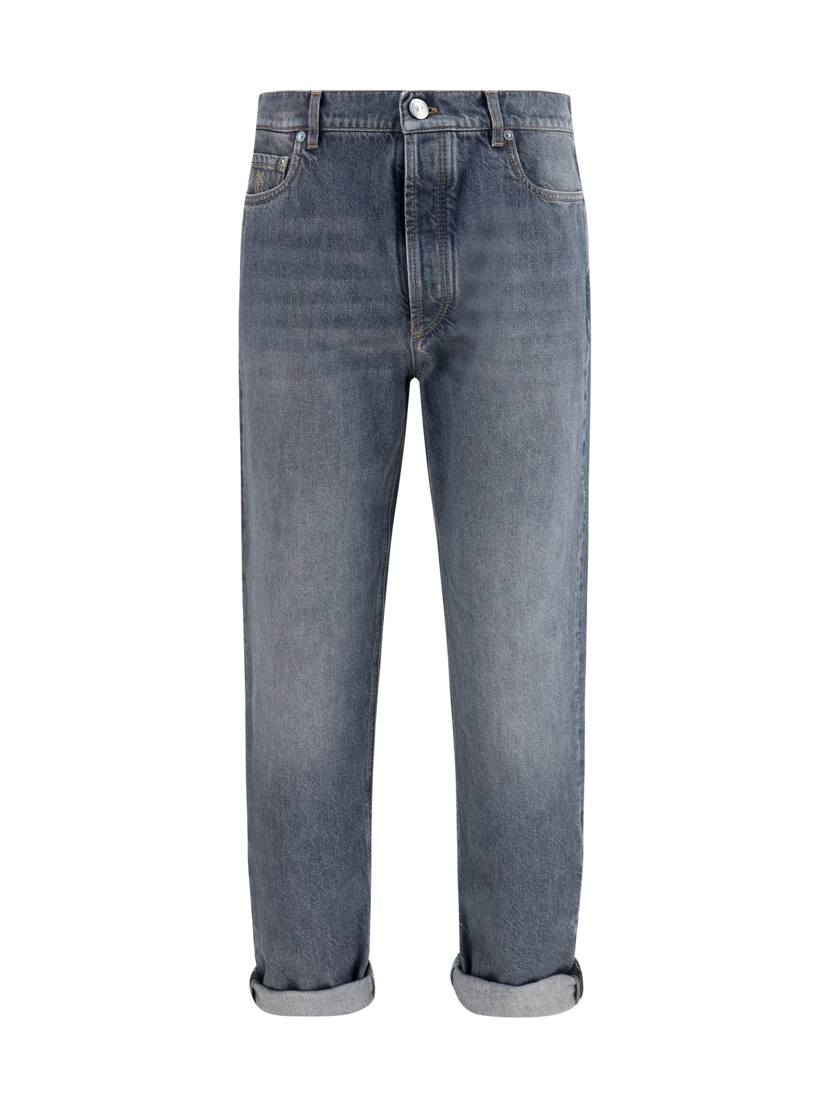 Brunello Cucinelli Men Straight-Leg Turn-Up Jeans