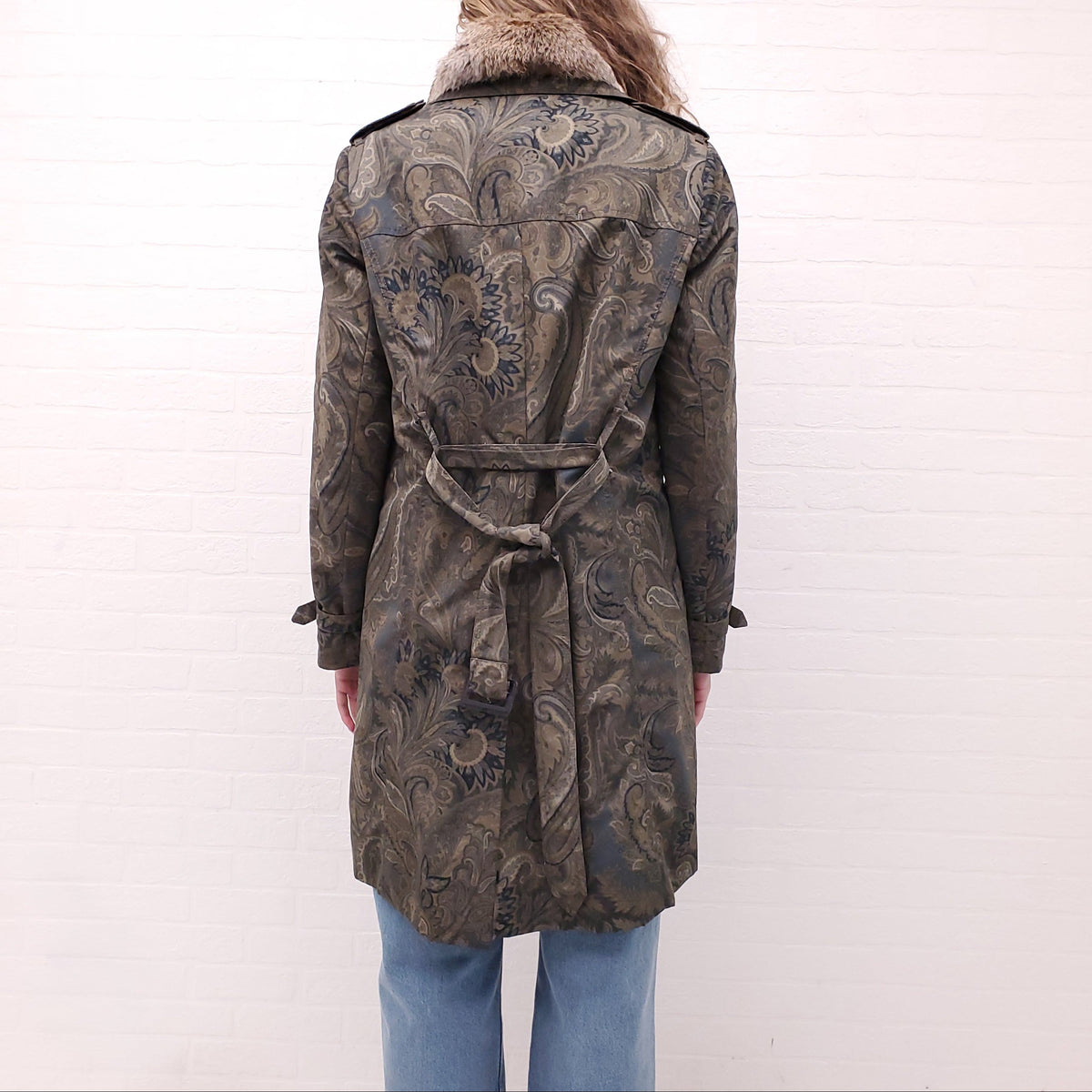 ETRO PATTERNED JACKET WITH FUR - SIZE 44