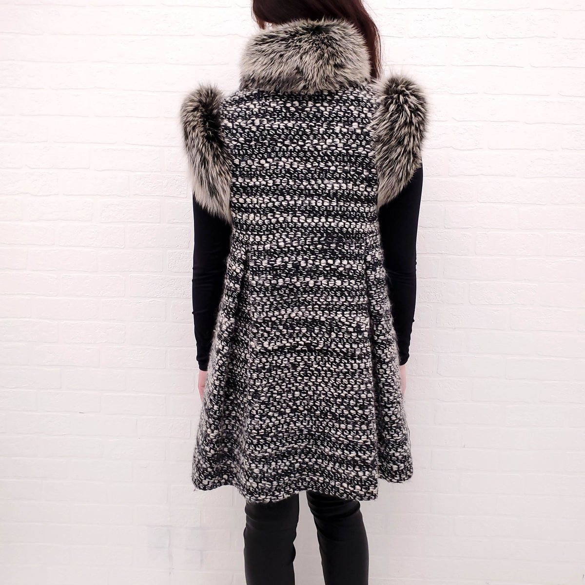 FENDI SWEATER JACKET WITH FUR - SIZE 40