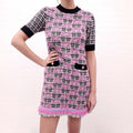 GUCCI MULTICOLOURED TWEED LOGO SWEATER DRESS - SIZE XS