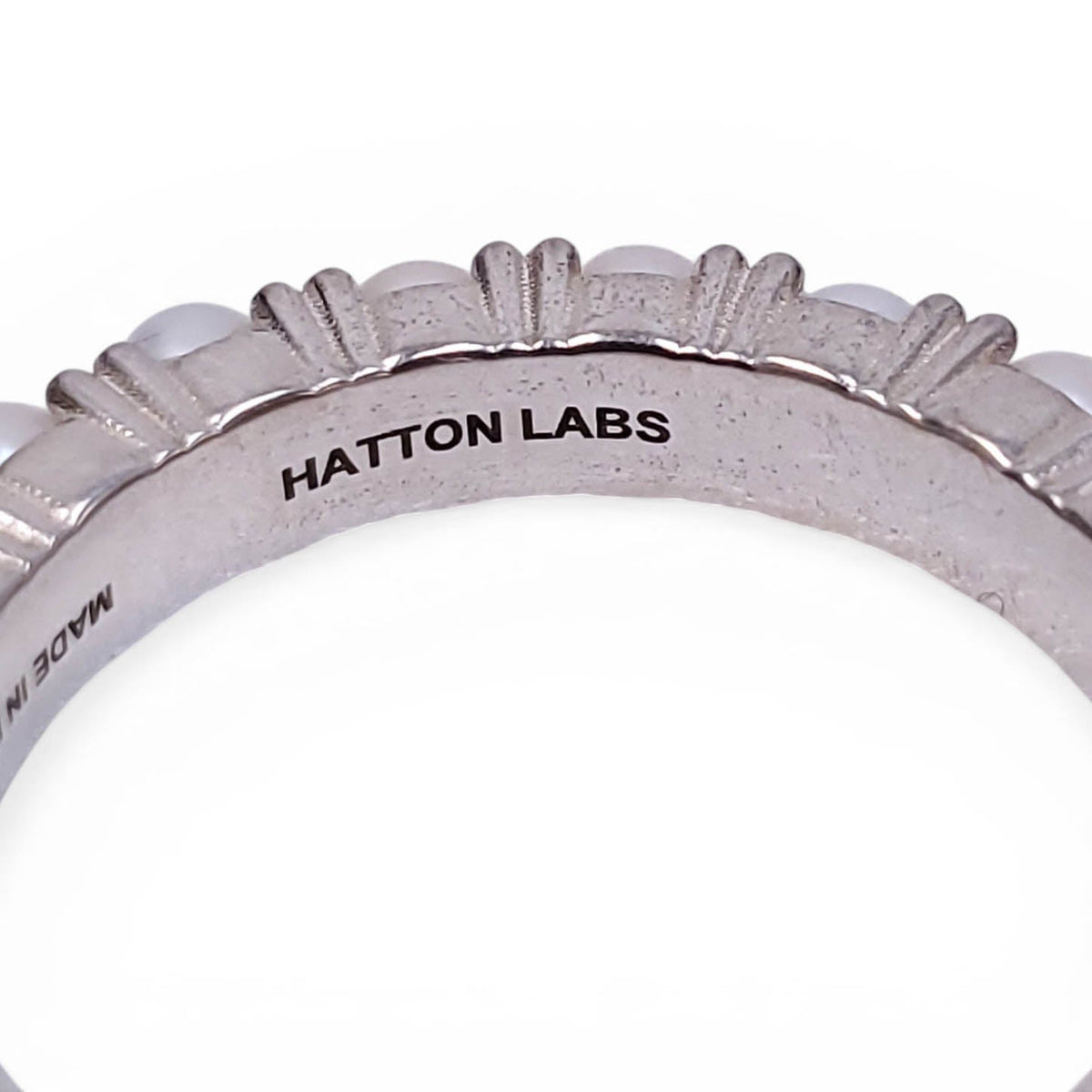 HATTON LABS SILVER PEARL AND CRYSTAL RING - SIZE 9