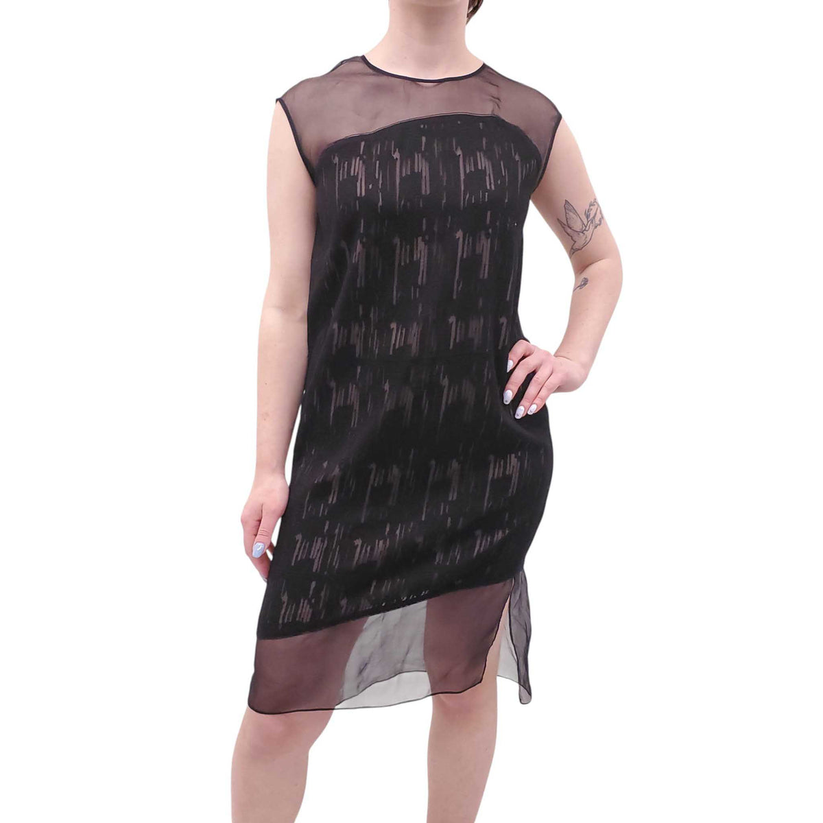 HELMUT LANG SHEER LAYERED DRESS - SIZE 6