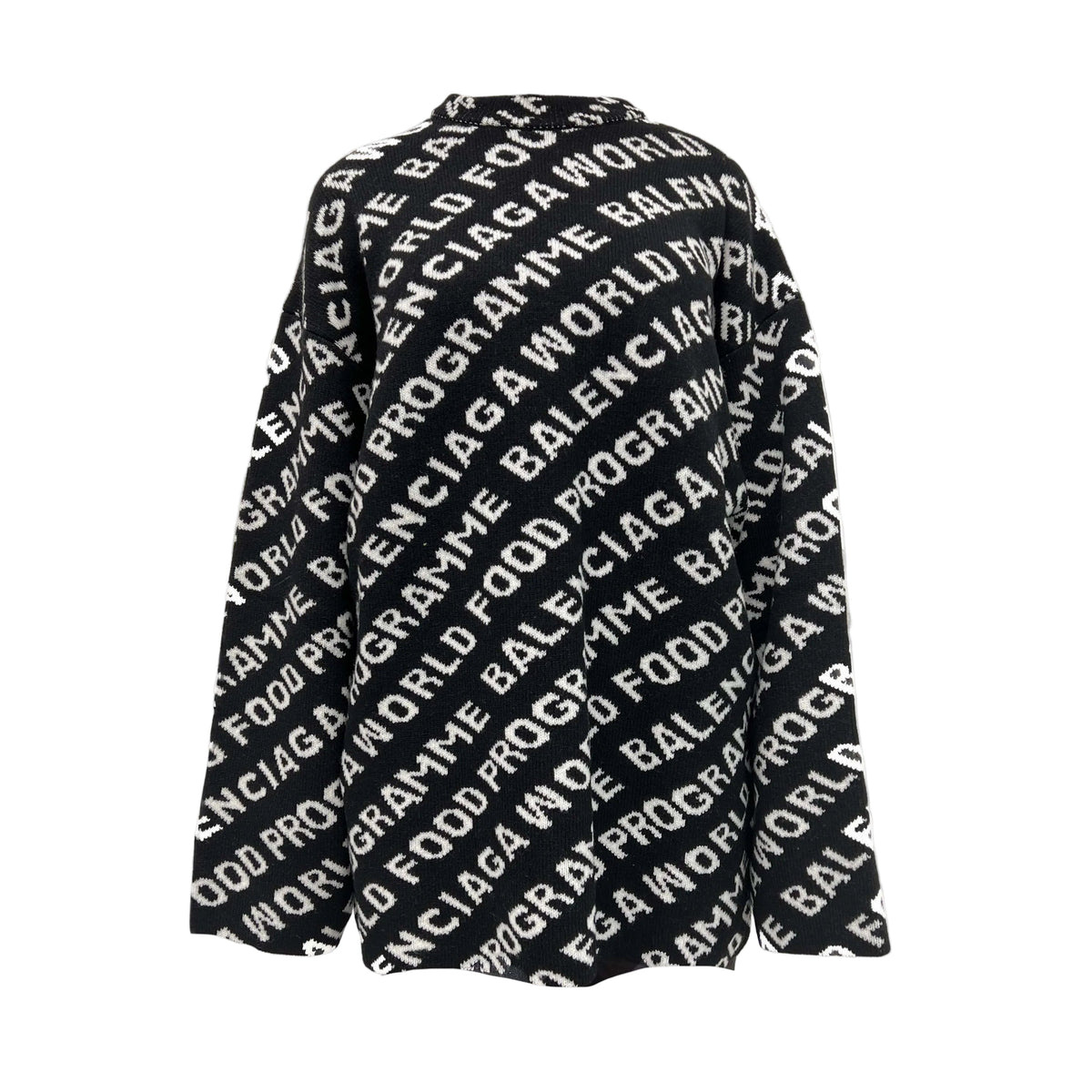 BALENCIAGA BLACK & WHITE OVERSIZED GRAPHIC UNISEX TUNIC SWEATER - SIZE L