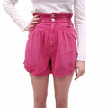 ISABEL MARANT ÉTOILE RASPBERRY DENIM PAPER BAG SHORTS - SIZE 34