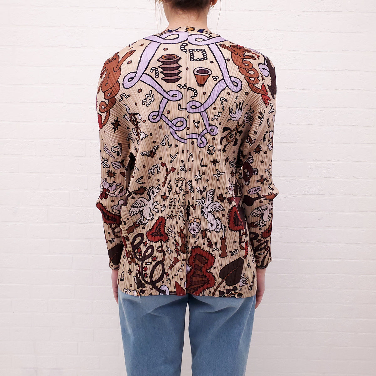 ISSEY MIYAKE NUDE PATTERNED PLEATED SHIRT - SIZES 3 (M) AND 5 (XL)