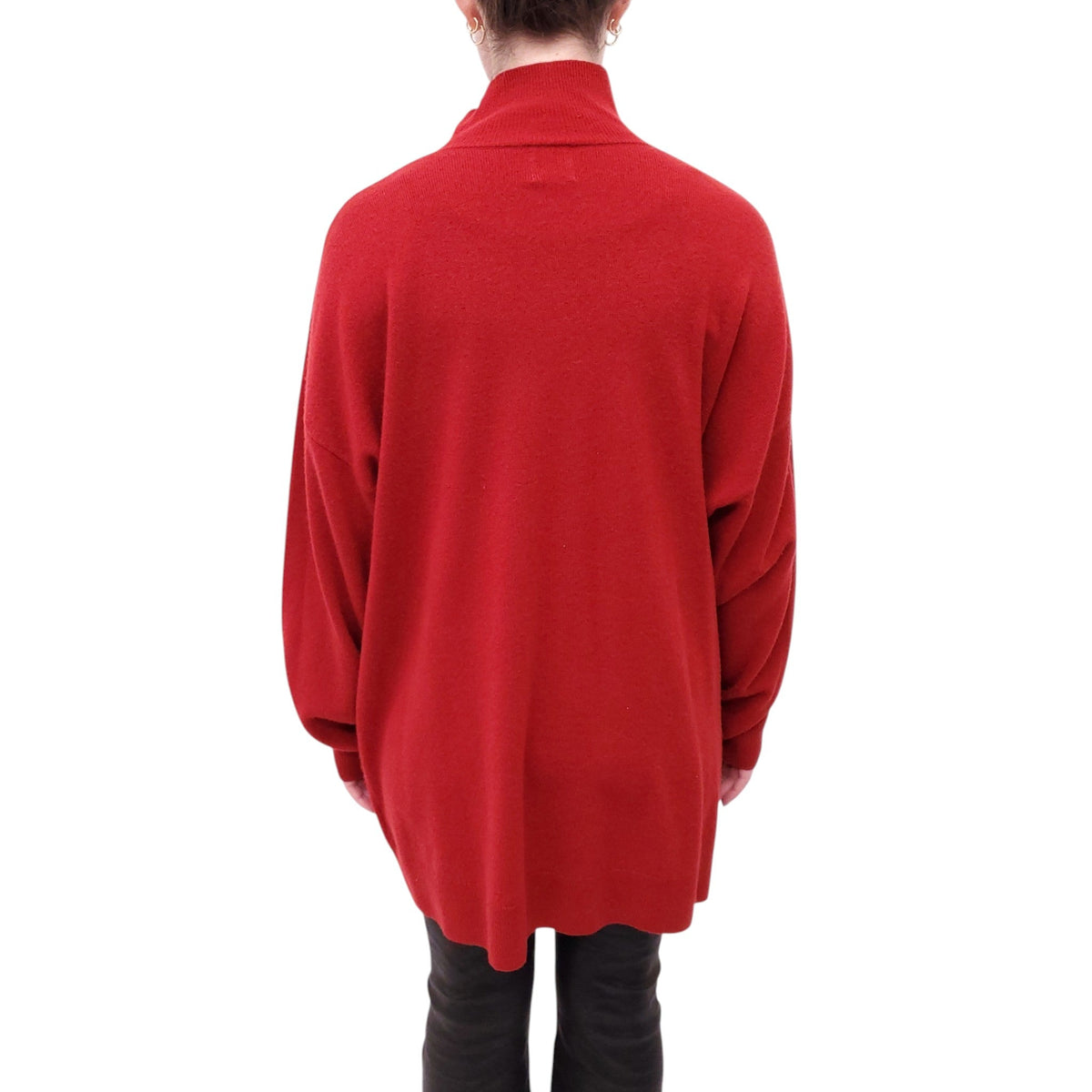 LESET RED WOOL AND CASHMERE MOCK TURTLENECK SWEATER - SIZE L