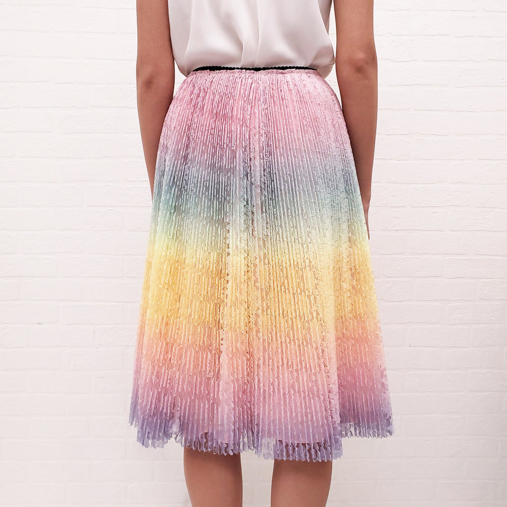 MARCO DE VINCENZO RAINBOW LACE SKIRT WITH ELASTIC WAIST - SIZE 42