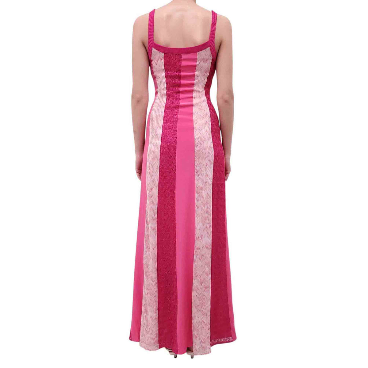 MISSONI PINK STRIPED DRESS WITH BUTTON DETAIL - SIZE 38