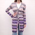 MISSONI VINTAGE PINK AND GREY STRIPED CARDIGAN WITH TIE - SIZE 46