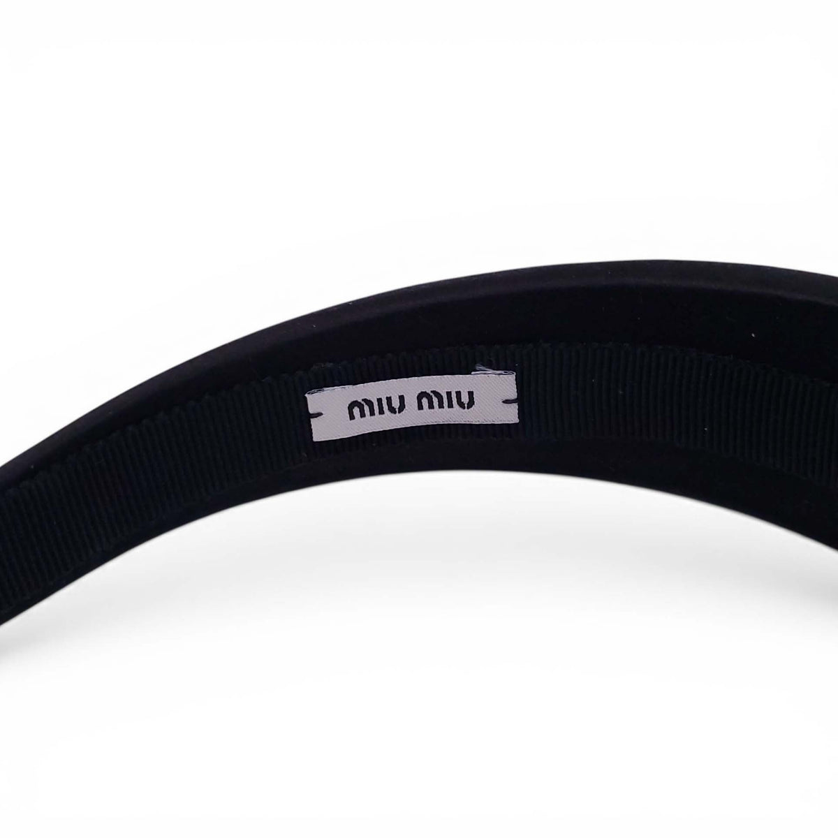 MIU MIU BLACK SATIN AND CRYSTAL HEADBAND