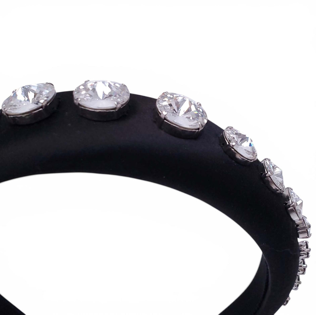 MIU MIU BLACK SATIN AND CRYSTAL HEADBAND
