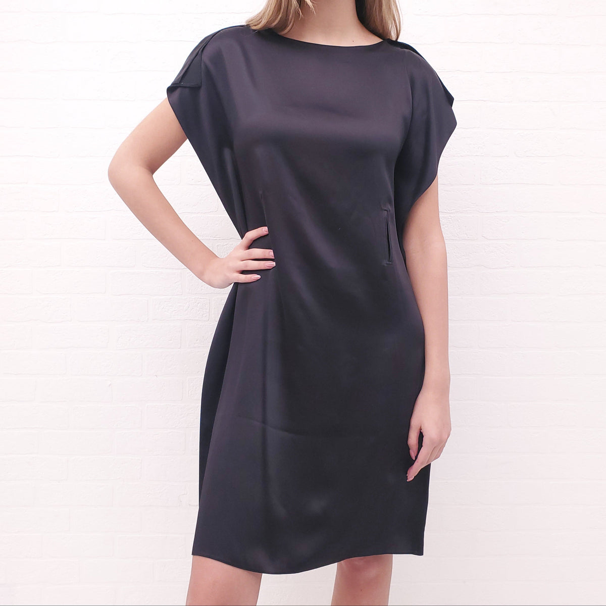 MM6 MAISON MARGIELA BLACK DRESS WITH CUT OUT DETAILS - SIZE 40