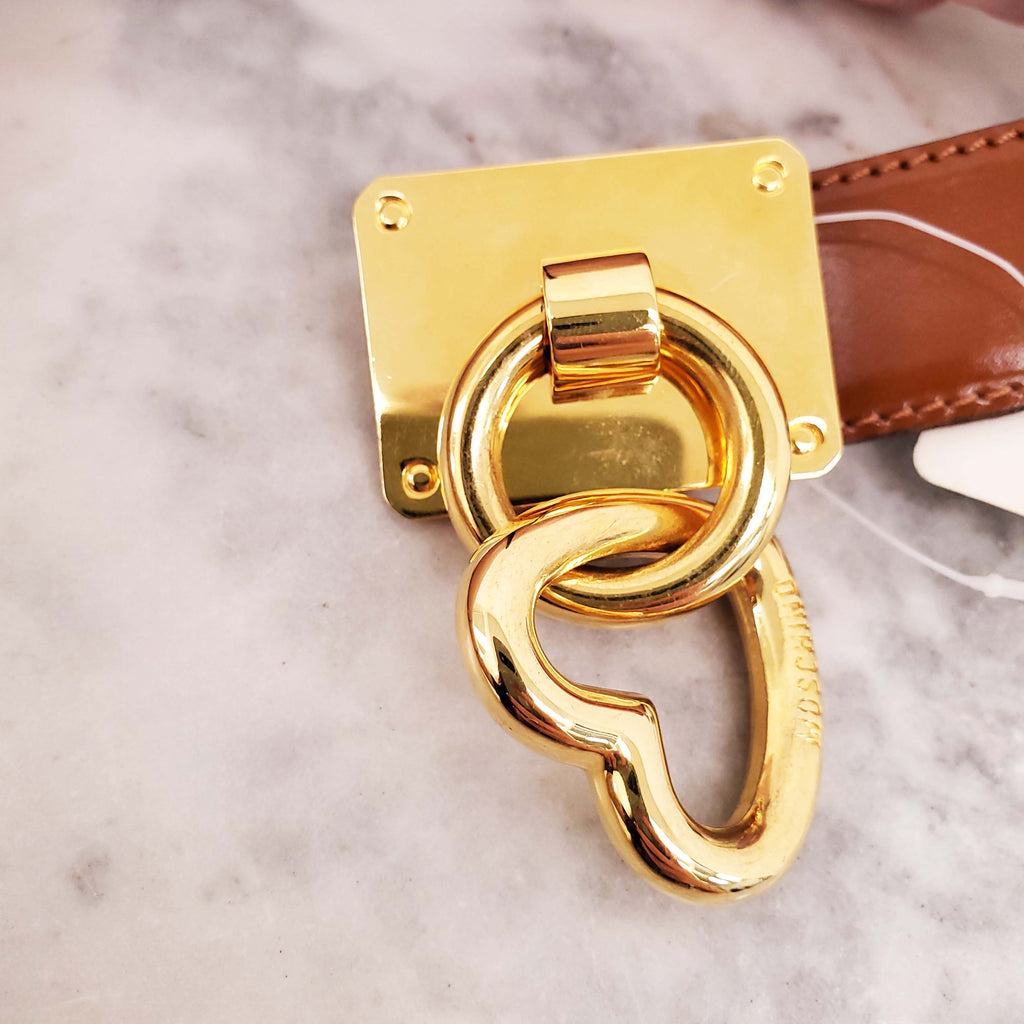 MOSCHINO BROWN VINTAGE BELT WITH HEART - SIZE S