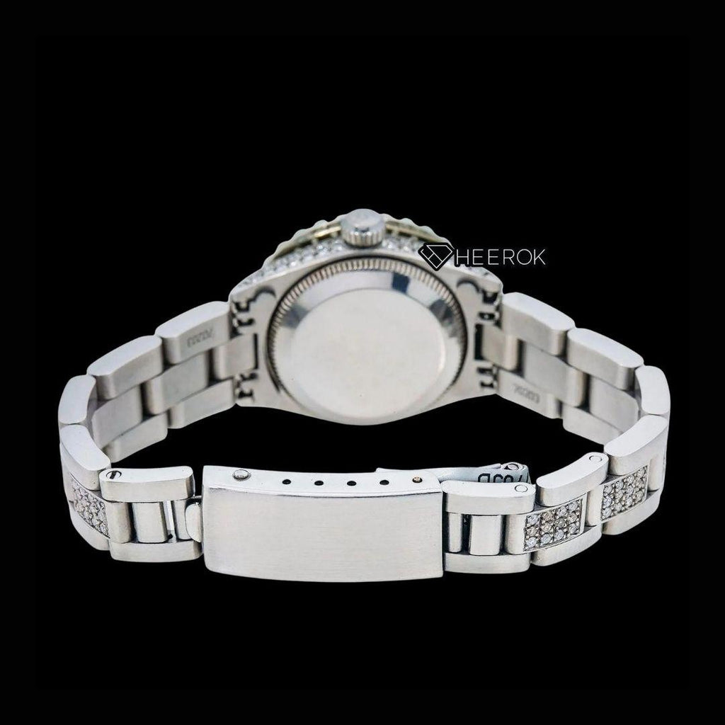 Rolex Datejust Diamond Markers Green Dial Large Diamond Bezel Semi Iced Moissanite Diamond Oyster Bracelet For Women