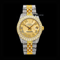 Rolex Datejust Roman Diamond Markers Yellow Dial Diamond Bezel Two Tone Yellow Gold Moissanite Diamond Jubilee Bracelet For Women