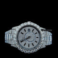 Rolex Sky-Dweller Full Pave Dial Black Stick Markers Diamond Bezel Fully Iced Moissanite Diamond Oyster Bracelet