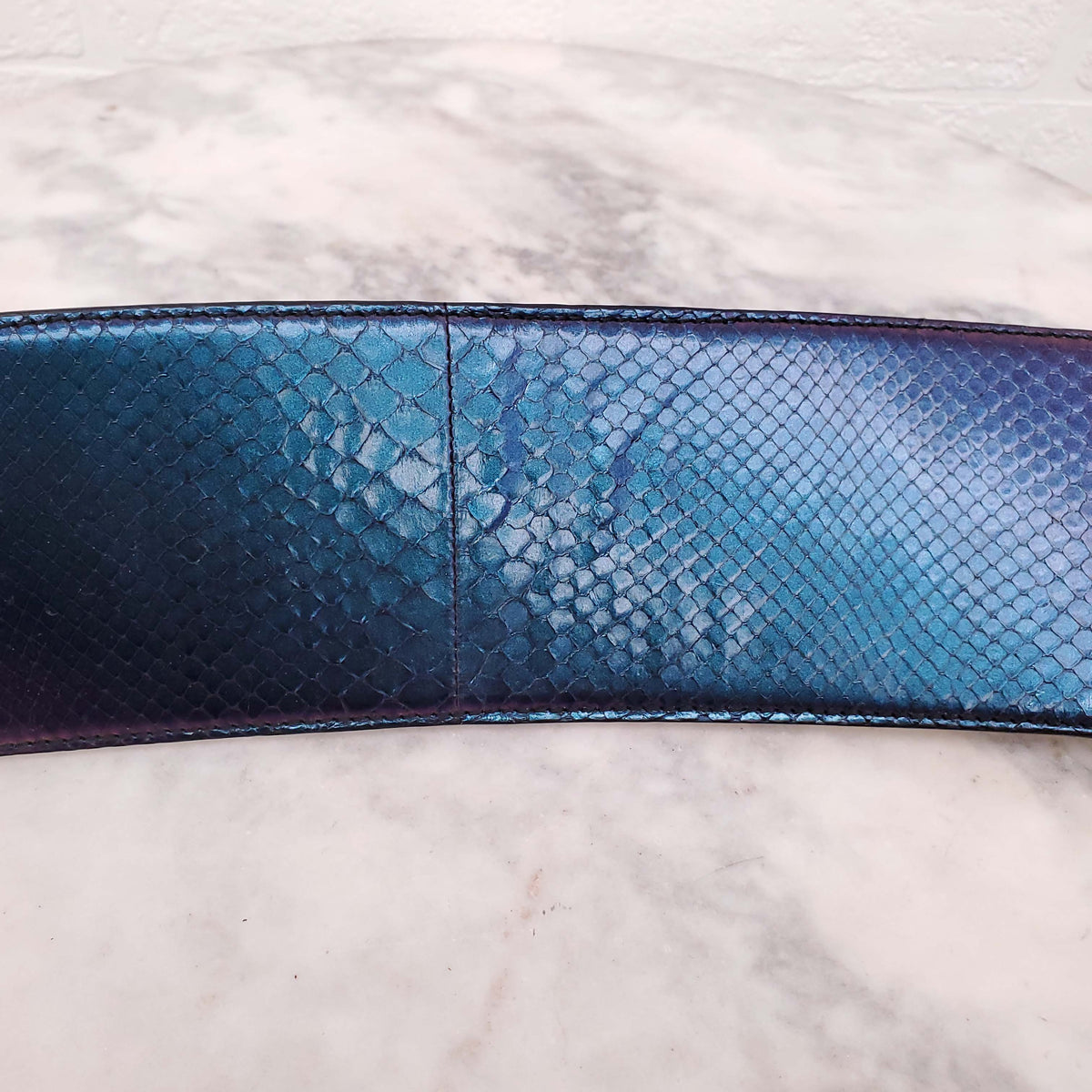 SALVATORE FERRAGAMO PURPLE SNAKESKIN LARGE WAIST BELT - SIZE 85