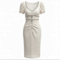 SELF-PORTRAIT WHITE LACE DRESS WITH CRYSTAL BOW DETAIL - SIZE 8