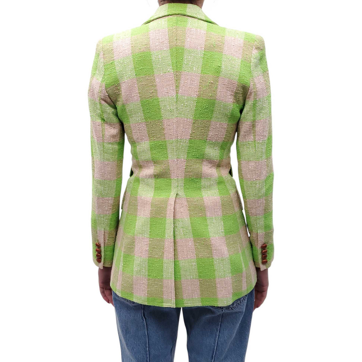 SMYTHE LIME CHECKED 'BIRKIN' BLAZER - SIZE 2