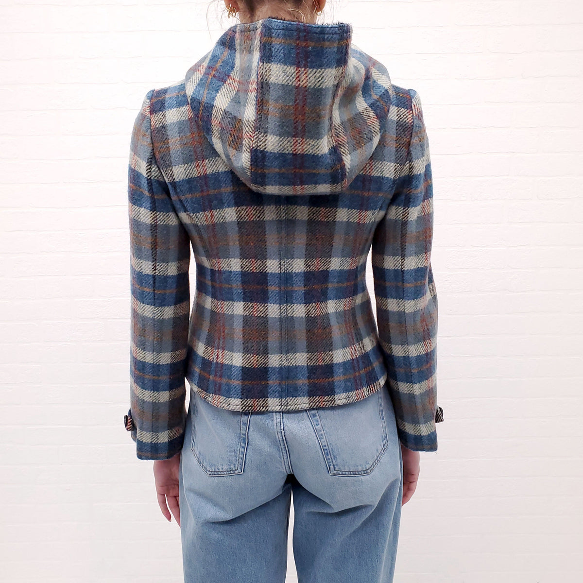 SMYTHE PLAID HOODED JACKET - SIZE 4