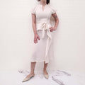 ULLA JOHNSON CREAM WHITE DRESS WITH TIE - SIZE 0