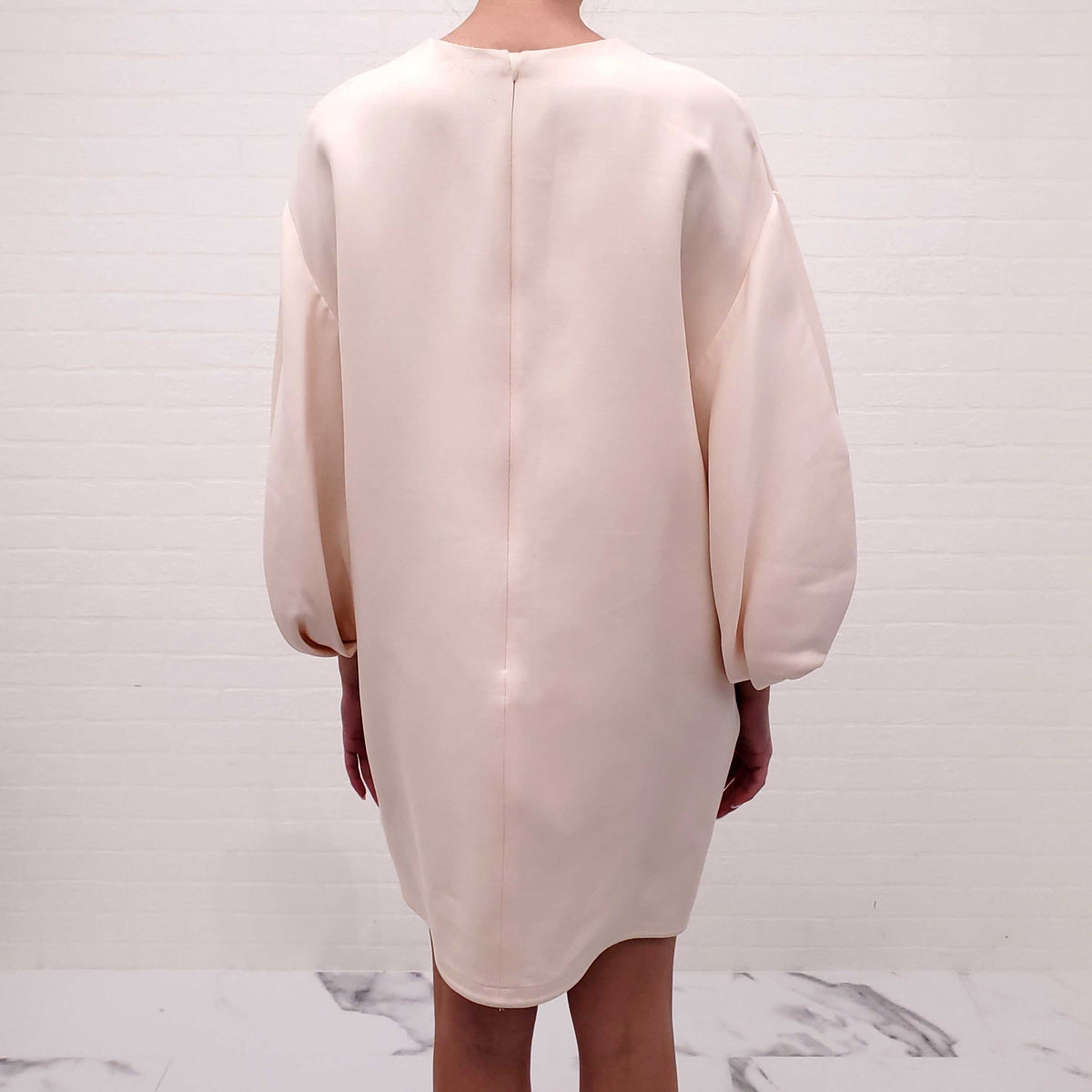 VALENTINO CREAM WOOL AND SILK BLEND CREPE MINI DRESS - SIZE 42