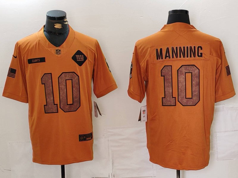 Men's New York Giants Eli Manning #10 Brown 2023 Salute To Service Limited jersey