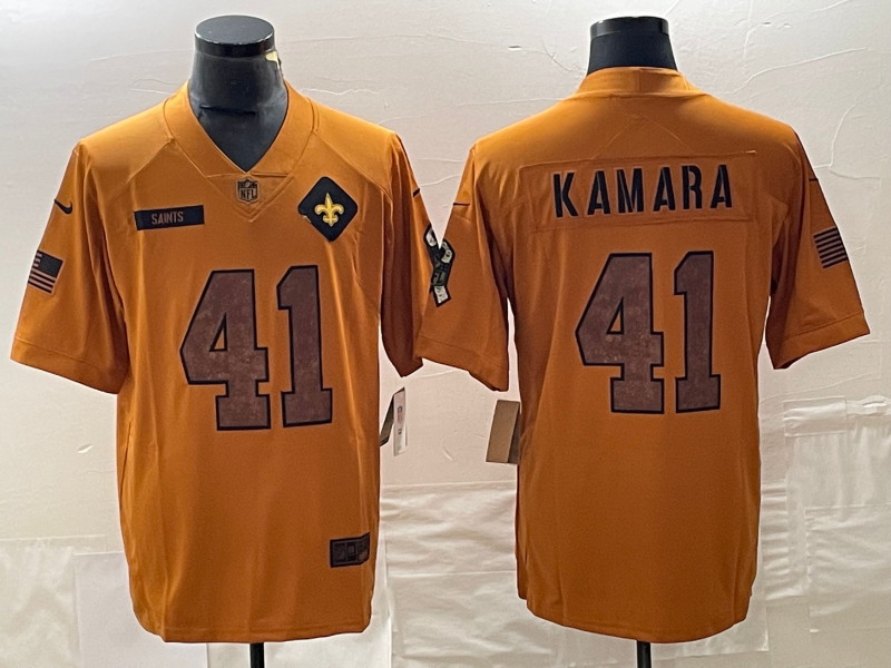 Men's New Orleans Saints Alvin Kamara #41 Brown 2023 Salute To Service Retired Player Limited jersey