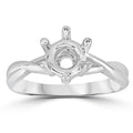 14k White Gold Solitaire Round Twist Engagement Ring Setting