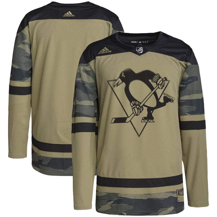 Men's Pittsburgh Penguins Camo Military Appreciation Team Authentic Practice Blank jersey