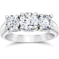 2ct Three Stone Lab Grown Diamond Engagement Ring 14K White Gold Size Selectable