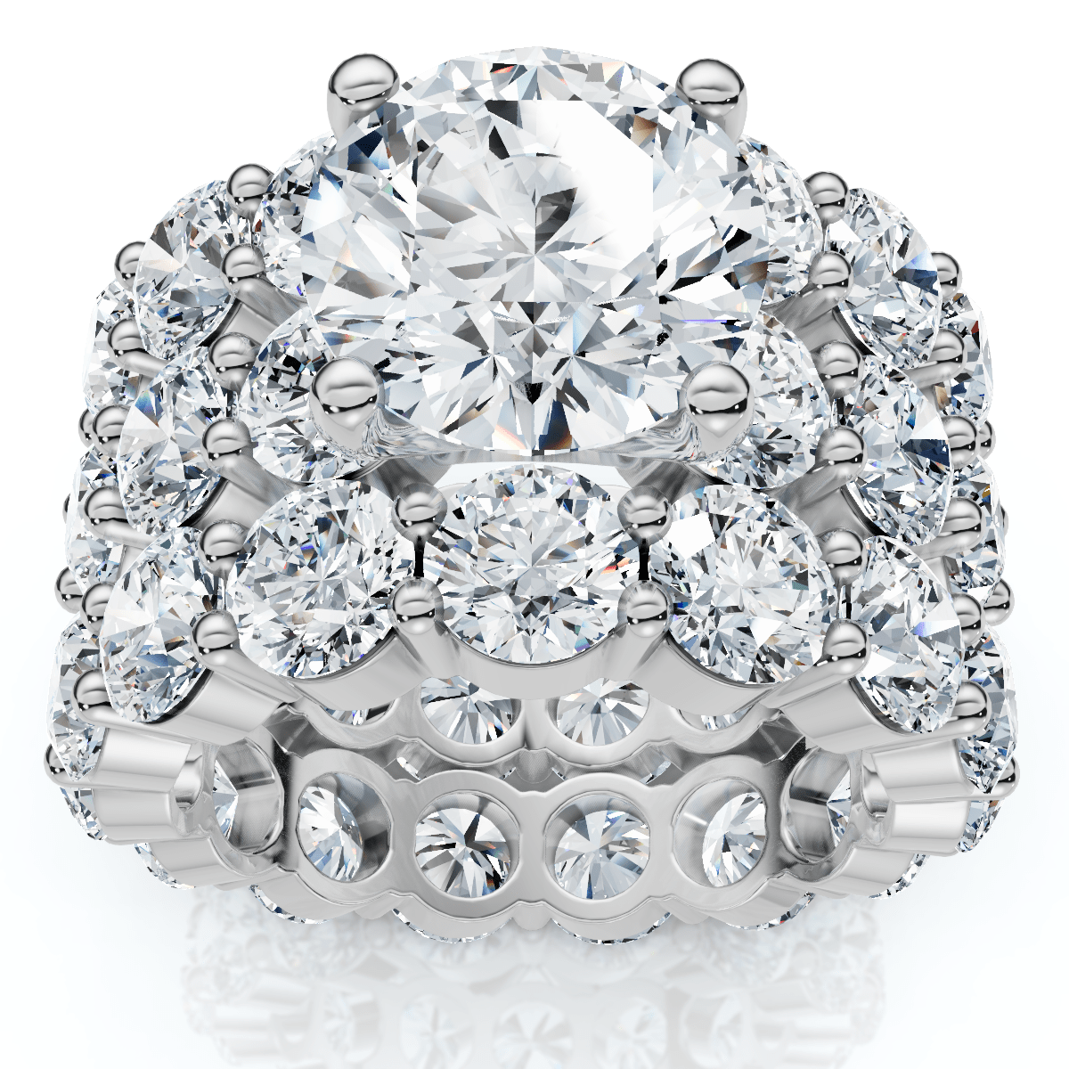 15Ct TW Diamond Eternity Engagement Wedding Ring Set 14k White Gold Lab Grown
