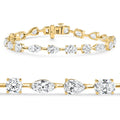 10Ct Mixed Cut Diamond Tennis Bracelet 7" 14k Yellow Gold Lab Grown Size: 7