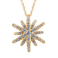 1Ct TW Round Cut Starburst Diamond Pendant 14k Yellow Gold Lab Grown Necklace