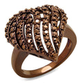 IP Coffee light Brass Ring with AAA Grade CZ in Light Coffee