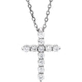 1/4 Ct Diamond Cross 14k White Gold Pendant Necklace