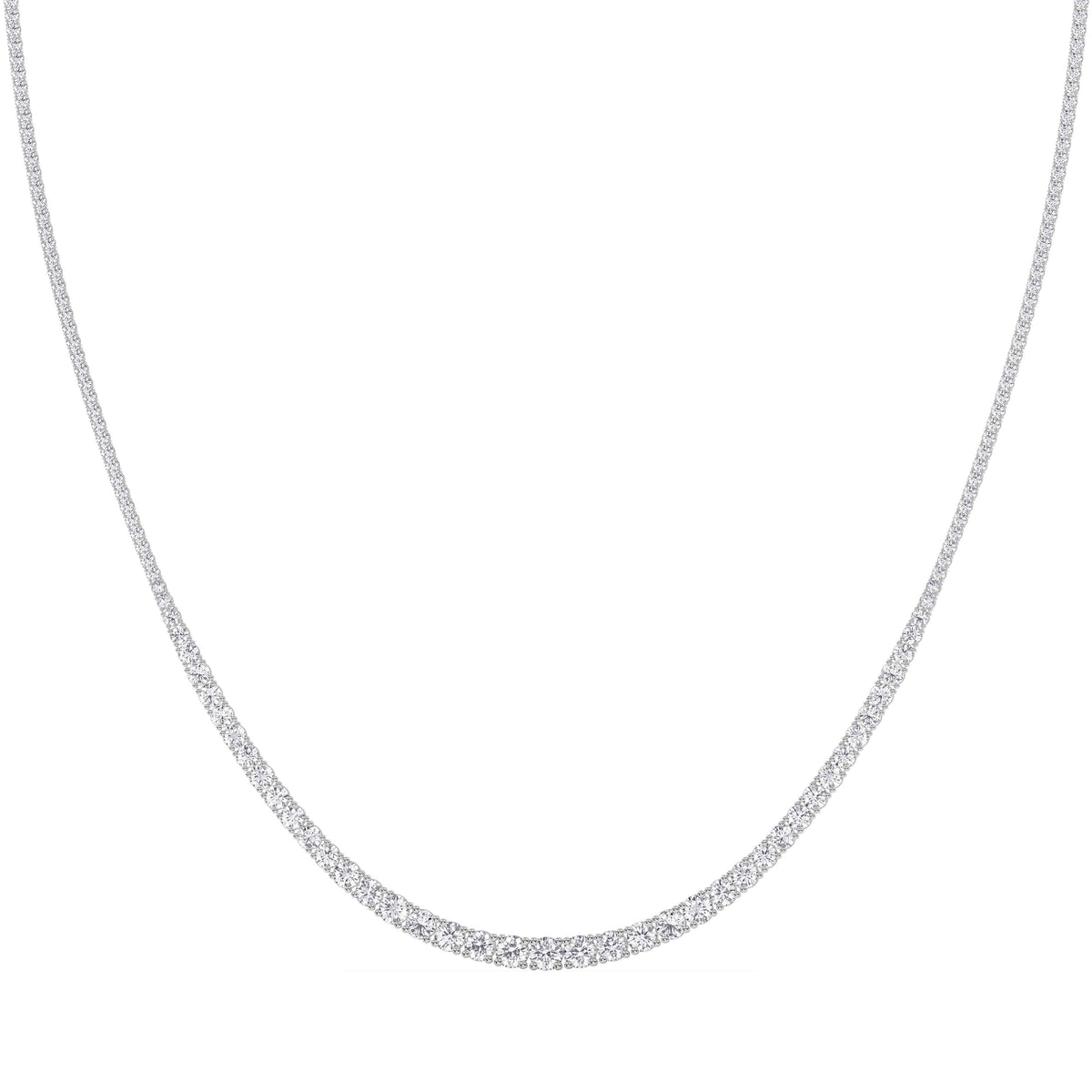 10Ct Graduated Diamond Tennis Necklace Lab Grown 14k Gold 18"