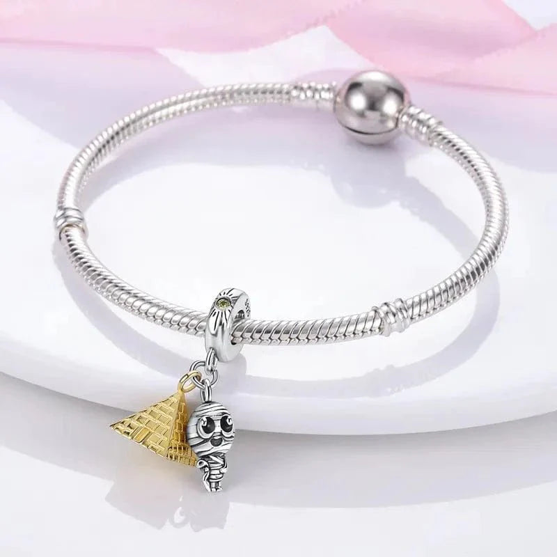 Egypt Pyramid and Pharaoh Mummy Dangle Charm