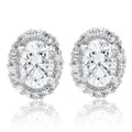 1/2Ct TW Oval Shape Halo Diamond Studs 10k White or Yellow Gold Earrings
