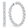 10Ct TW Round Diamond Inside Outside Hoops Vault Lock 14k White Gold Lab Grown Size: 1.25" Tall