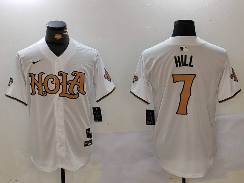 Men's New Orleans Saints Taysom Hill #7 White Game Player jersey