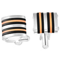 Men's Polished Stainless Steel Brushed Black And Orange 16mm Cufflink