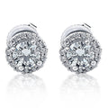 1/2ct Diamond Halo Round Brilliant Cut Studs 10k White Gold