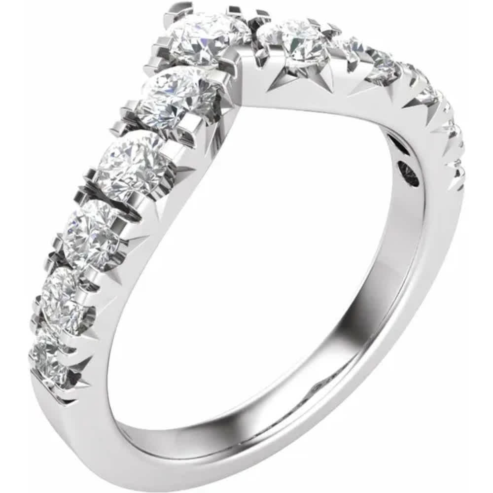 1ct TW Graduated Diamond Wedding Curved Contour Ring 14k Gold Lab Grown