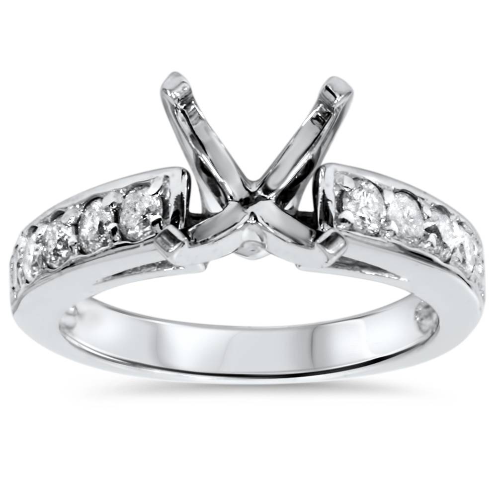 1/2ct Diamond Semi Mount Ring 14K White Gold Size: 6