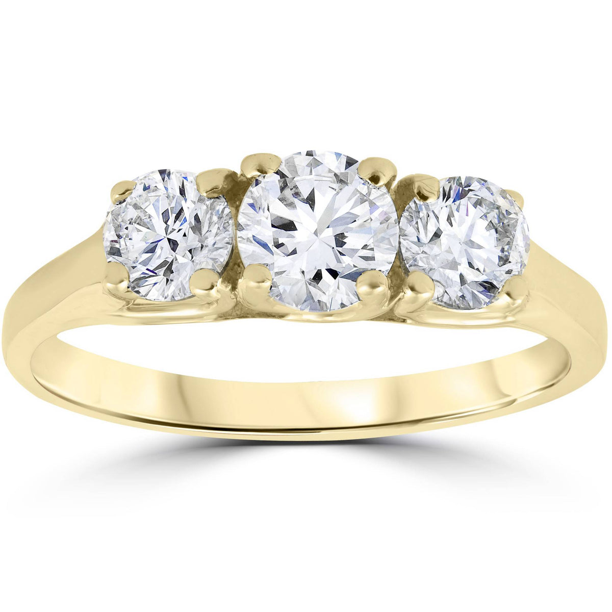 1ct 3-Stone Diamond Engagement Ring 14K Yellow Gold Size Selectable