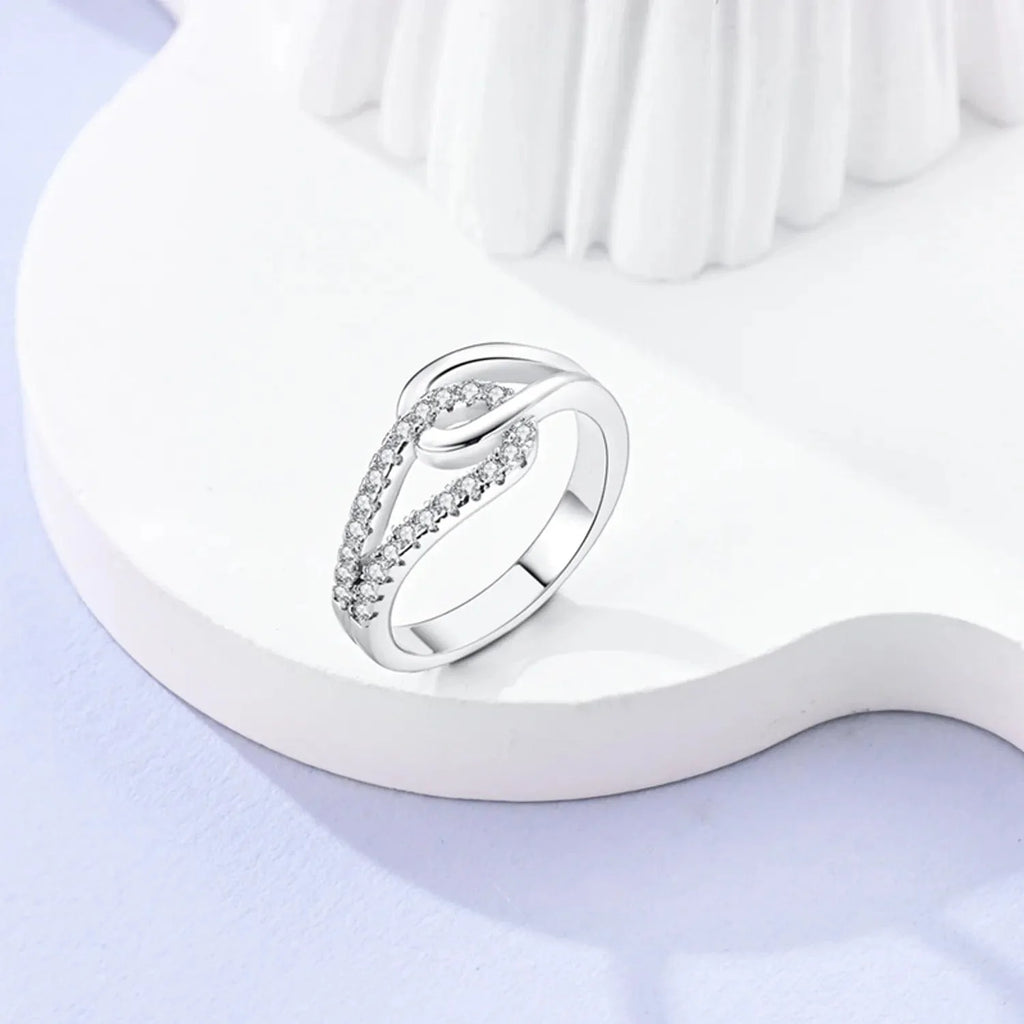 Infinity Loop Ring with Crystals
