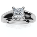 1ct Princess Cut Lab Grown Diamond Solitaire Engagement Ring 14k White Gold Size Selectable